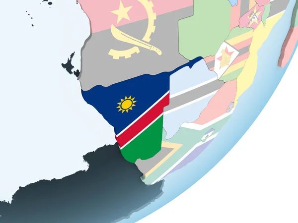 纳米比亚嵌入式国旗明亮政治地球仪 — 图库照片