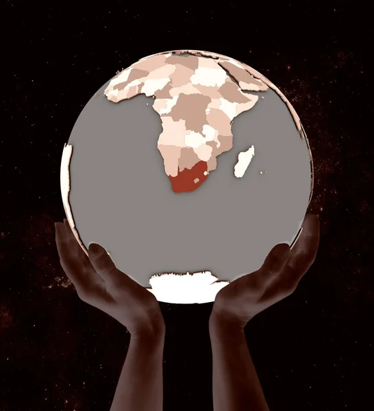 Sudáfrica Globo Las Manos Espacio Ilustración —  Fotos de Stock