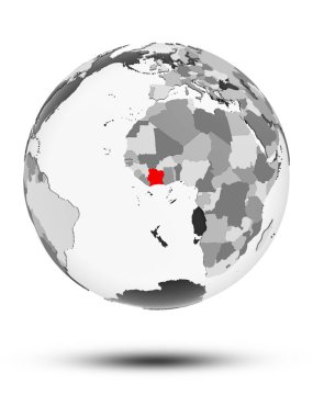 Fildişi Sahili ile yarı saydam okyanuslar beyaz arka plan üzerinde izole küre üzerinde. 3D çizim.