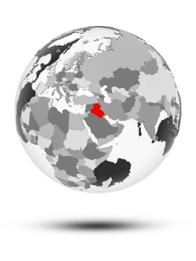 Irak ile yarı saydam okyanuslar beyaz arka plan üzerinde izole küre üzerinde. 3D çizim.