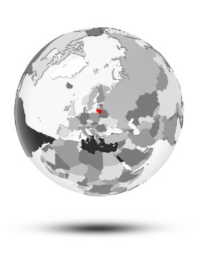 Litvanya ile yarı saydam okyanuslar beyaz arka plan üzerinde izole küre üzerinde. 3D çizim.