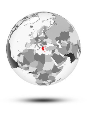 Yunanistan ile yarı saydam okyanuslar beyaz arka plan üzerinde izole küre üzerinde. 3D çizim.