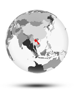 Laos beyaz arka plan üzerinde izole yarı saydam okyanuslar ile dünya üzerinde. 3D çizim.