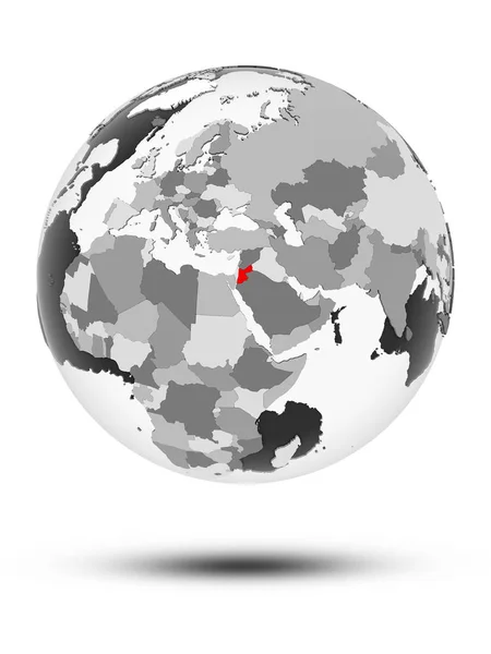 Jordanië Wereldbol Met Doorschijnend Oceanen Geïsoleerd Een Witte Achtergrond Illustratie — Stockfoto