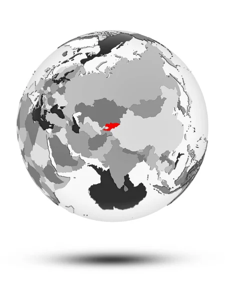 Кыргызстан Земном Шаре Прозрачными Океанами Изолированы Белом Фоне Иллюстрация — стоковое фото
