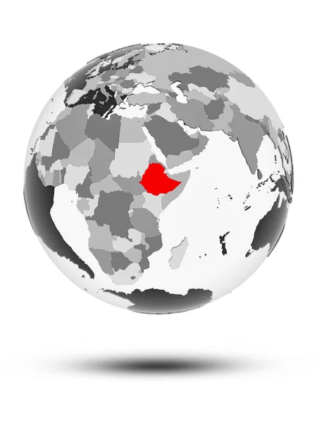 Ethiopia Globe Translucent Oceans Isolated White Background Illustration — Stock Photo, Image