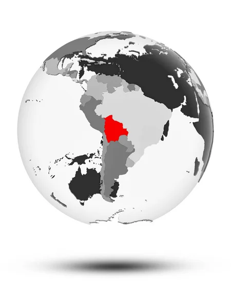 Bolivie Sur Globe Avec Des Océans Translucides Isolés Sur Fond — Photo
