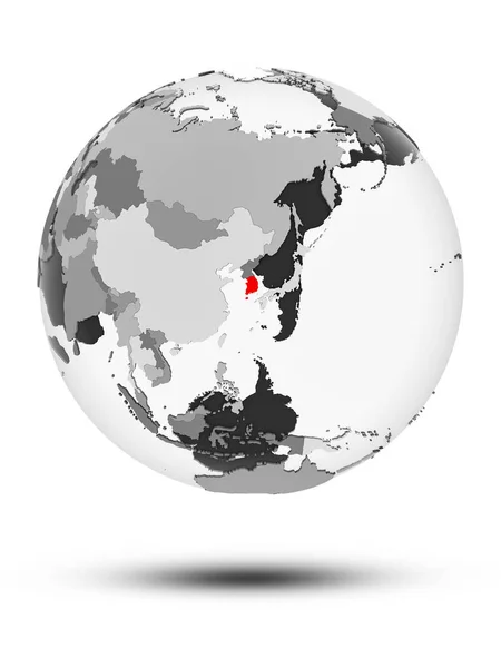 South Korea Globe Translucent Oceans Isolated White Background Illustration — Stock Photo, Image