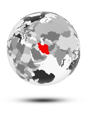 Iran ile yarı saydam okyanuslar beyaz arka plan üzerinde izole küre üzerinde. 3D çizim.