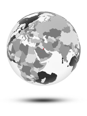 Kuveyt beyaz arka plan üzerinde izole yarı saydam okyanuslar ile dünya üzerinde. 3D çizim.