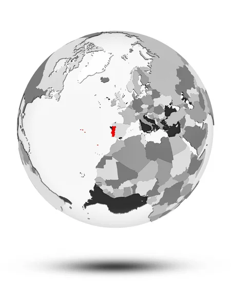 Portugal Globe Translucent Oceans Isolated White Background Illustration — Stock Photo, Image