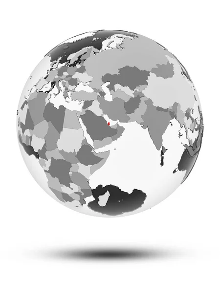 Qatar Sur Globe Avec Des Océans Translucides Isolés Sur Fond — Photo