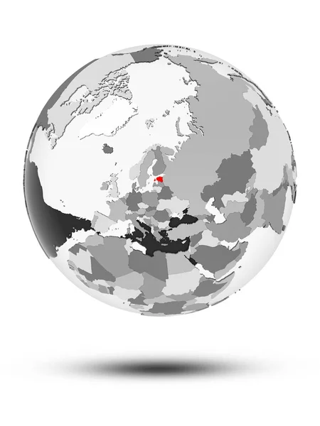 Estonia Globe Translucent Oceans Isolated White Background Illustration — Stock Photo, Image