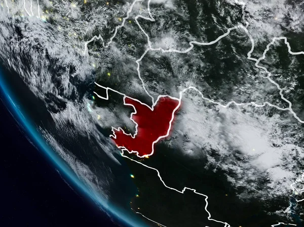 Kongo'dan alan görünür ülke sınırları ile gece. 3D çizim. Nasa tarafından döşenmiş bu görüntü unsurları.