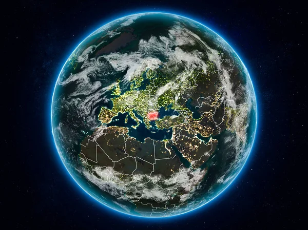 Bułgaria Miejsca Ziemi Nocy Granic Kraju Widoczne Ilustracja Elementy Tego — Zdjęcie stockowe