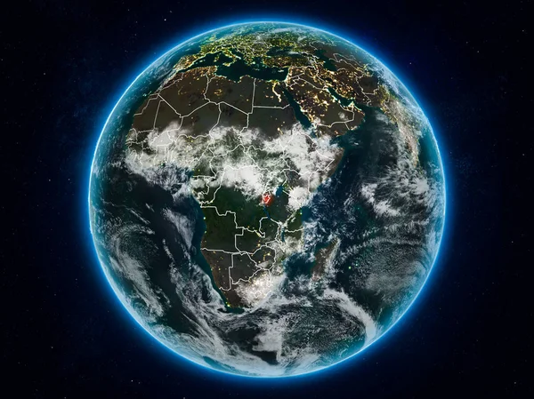 Burundi Místa Planetě Zemi Noci Hranice Viditelné Země Obrázek Prvky — Stock fotografie