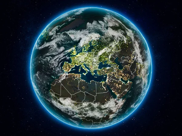 Kosovo Místa Planetě Zemi Noci Hranice Viditelné Země Obrázek Prvky — Stock fotografie