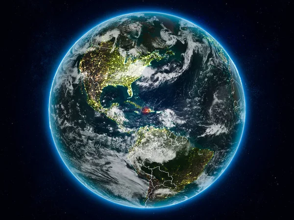 Haiti Vesmíru Planetě Zemi Noci Hranice Viditelné Země Obrázek Prvky — Stock fotografie