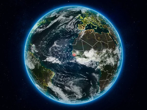 보이는 국경으로 지구에 우주에서 비사우 공화국 그림입니다 Nasa에서 하는이 이미지의 — 스톡 사진