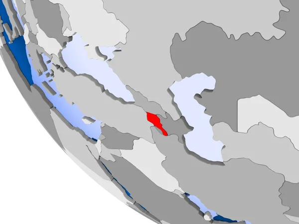 Kaart Van Armenië Het Rood Politieke Wereldbol Met Transparante Oceanen — Stockfoto