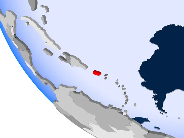 波多黎各的地图在红色在政治地球与透明的海洋 — 图库照片