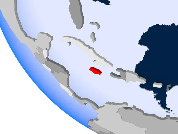 Mapa Jamajky Červené Barvě Politické Zeměkoule Transparentní Oceány Obrázek — Stock fotografie