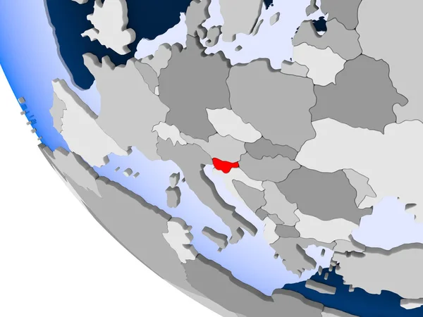 Mapa Slovinska Červené Barvě Politické Zeměkoule Transparentní Oceány Obrázek — Stock fotografie