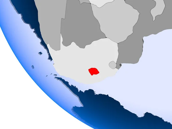 Mapa Lesotho Kolorze Czerwonym Globus Polityczny Przezroczystym Oceanów Ilustracja — Zdjęcie stockowe