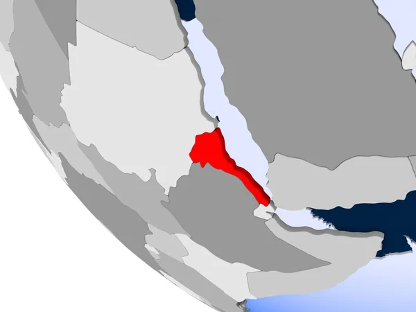 Mapa Eritrea Rojo Sobre Globo Político Con Océanos Transparentes Ilustración — Foto de Stock