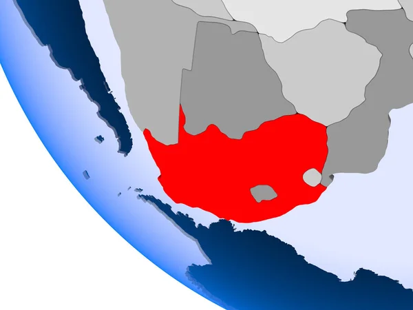 Mapa África Sul Vermelho Globo Político Com Oceanos Transparentes Ilustração — Fotografia de Stock
