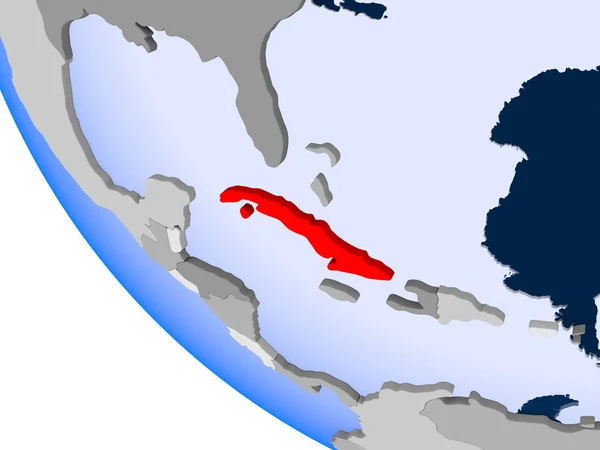 바다와 세계에 빨간색으로 쿠바의 일러스트 — 스톡 사진