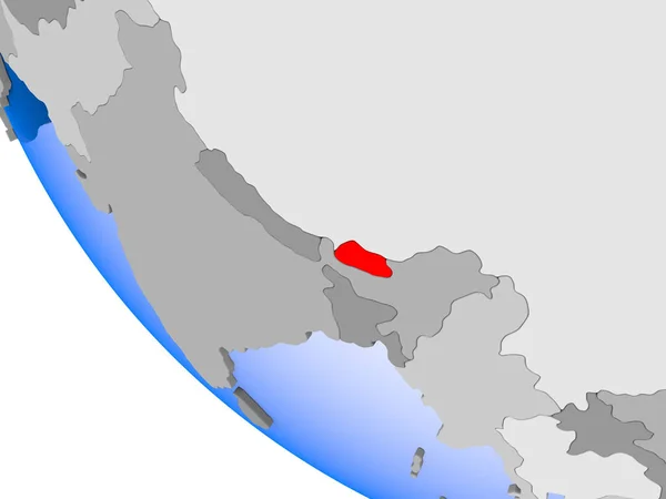Mapa Butão Vermelho Globo Político Com Oceanos Transparentes Ilustração — Fotografia de Stock