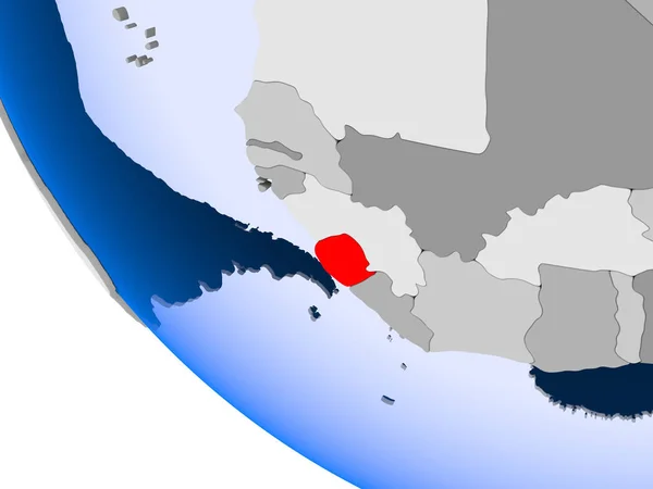 Mapa Serra Leoa Vermelho Globo Político Com Oceanos Transparentes Ilustração — Fotografia de Stock