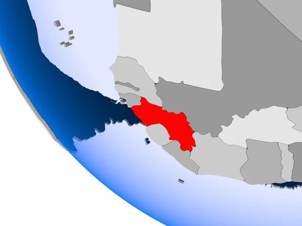 Mapa Guiné Vermelho Globo Político Com Oceanos Transparentes Ilustração — Fotografia de Stock