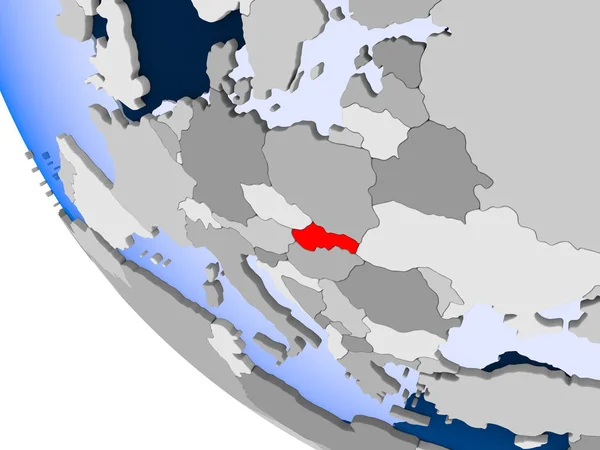 Slovakya Haritası Kırmızı Şeffaf Okyanuslar Ile Siyasi Dünya Üzerinde Çizim — Stok fotoğraf
