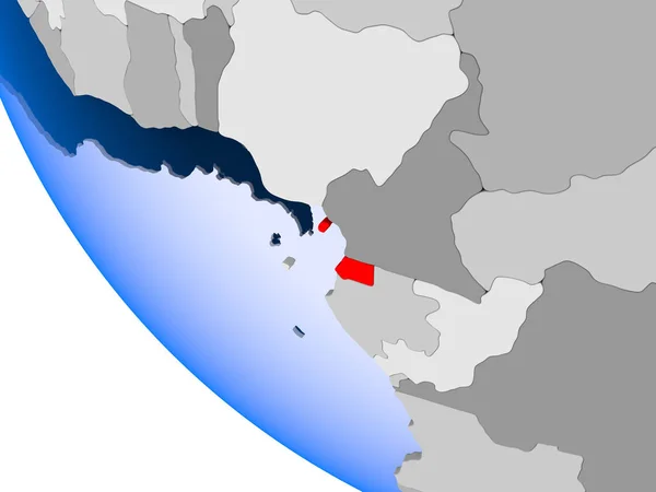 Mapa Guinea Ecuatorial Rojo Sobre Globo Político Con Océanos Transparentes —  Fotos de Stock