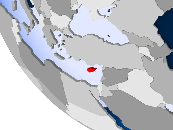 Mapa Cypru Kolorze Czerwonym Globus Polityczny Przezroczystym Oceanów Ilustracja — Zdjęcie stockowe