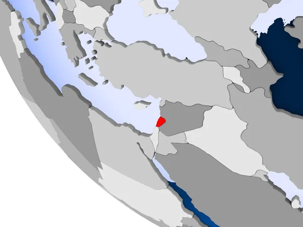 Mapa Libanu Kolorze Czerwonym Globus Polityczny Przezroczystym Oceanów Ilustracja — Zdjęcie stockowe