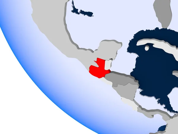 Guatemala Haritası Kırmızı Şeffaf Okyanuslar Ile Siyasi Dünya Üzerinde Çizim — Stok fotoğraf