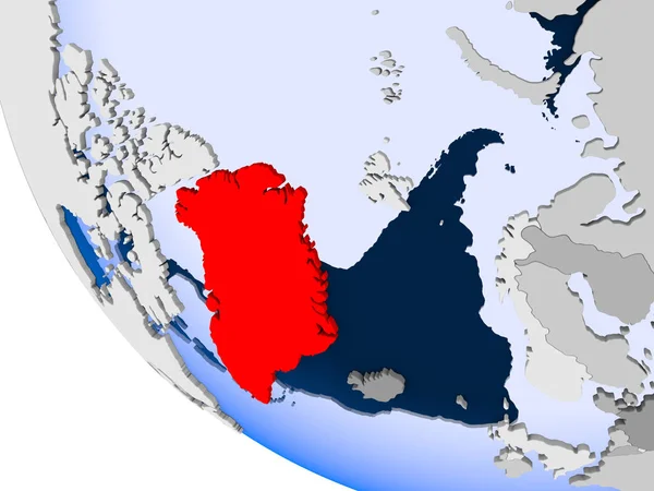 Térkép Grönland Politikai Földgömb Átlátható Óceánok Piros Illusztráció — Stock Fotó