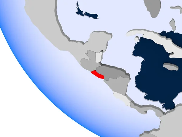 Map Salvador Red Political Globe Transparent Oceans Illustration — Stock Photo, Image