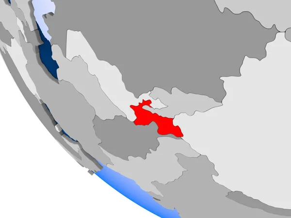 Mapa Tádžikistánu Červené Barvě Politické Zeměkoule Transparentní Oceány Obrázek — Stock fotografie