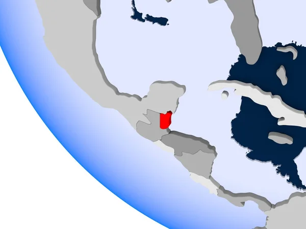 Belize Térképe Politikai Földgömb Átlátható Óceánok Piros Illusztráció — Stock Fotó