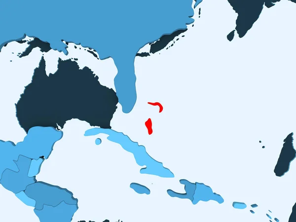 Bahamas Rojo Sobre Mapa Político Azul Con Océanos Transparentes Ilustración —  Fotos de Stock