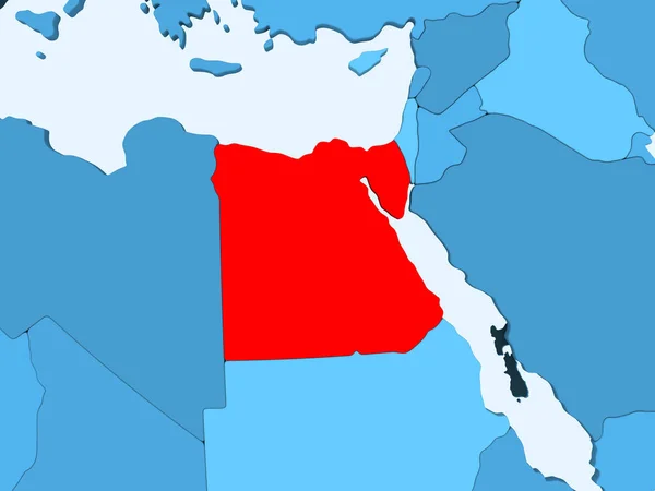 Egito Vermelho Mapa Político Azul Com Oceanos Transparentes Ilustração — Fotografia de Stock