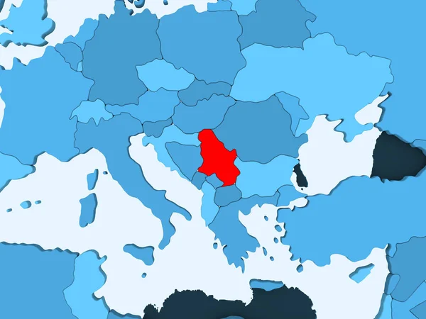 Servië Het Rood Blauwe Politieke Kaart Met Transparante Oceanen Illustratie — Stockfoto