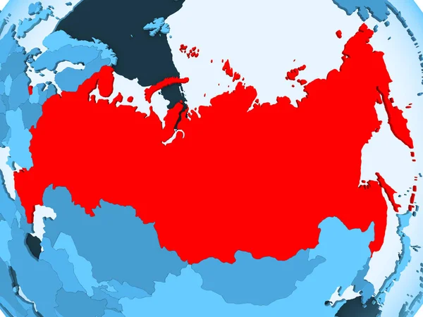Ryssland Rött Blå Politiska Karta Med Öppet Hav Illustration — Stockfoto