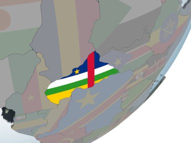Orta Afrika katıştırılmış bayrak ile siyasi dünya üzerinde. 3D çizim.