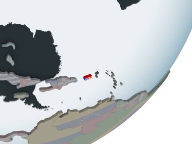 Porto Riko katıştırılmış bayrak ile siyasi dünya üzerinde. 3D çizim.