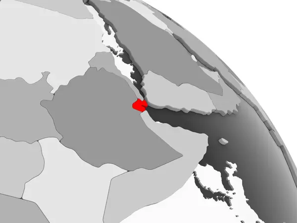 Візуалізації Джибутійський Червоний Колір Сірий Політичних Глобусом Допомогою Прозорих Океанів — стокове фото